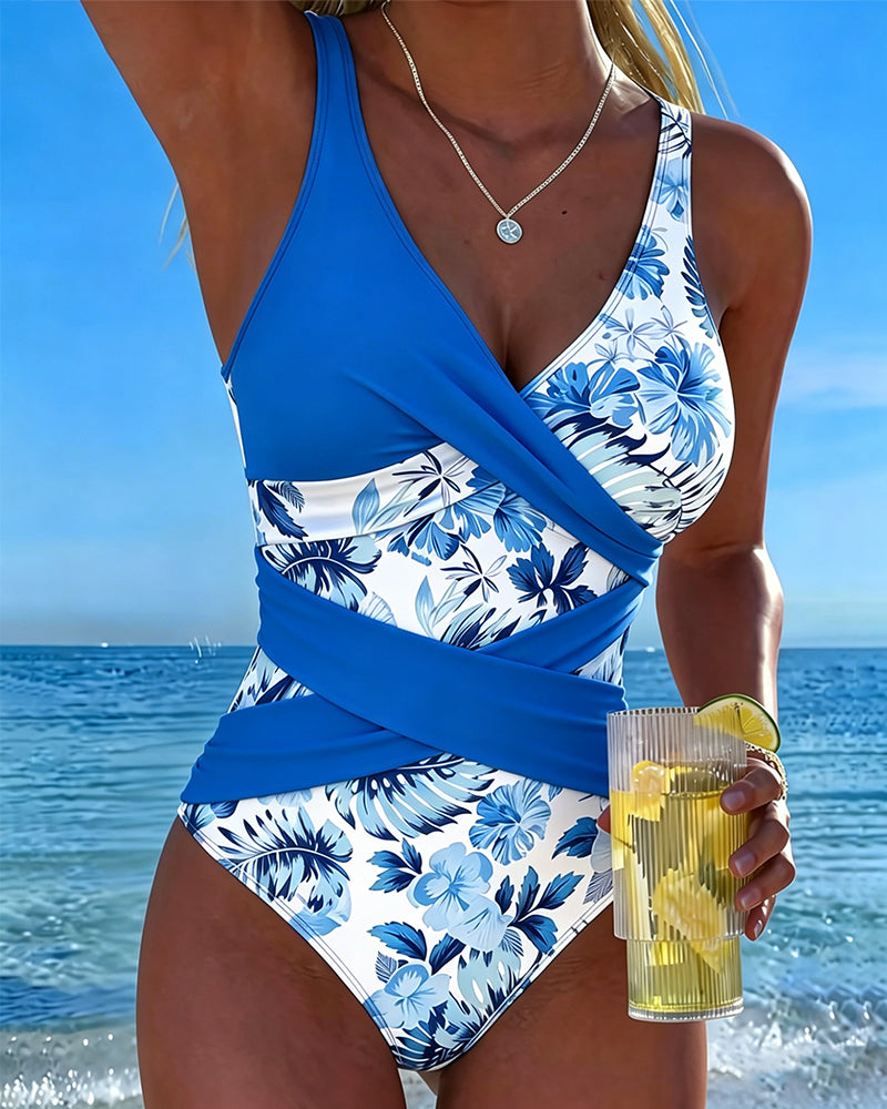 One-Piece Contrast Floral