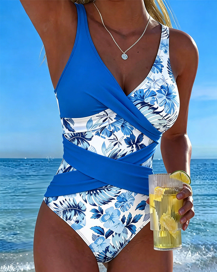 One-Piece Contrast Floral