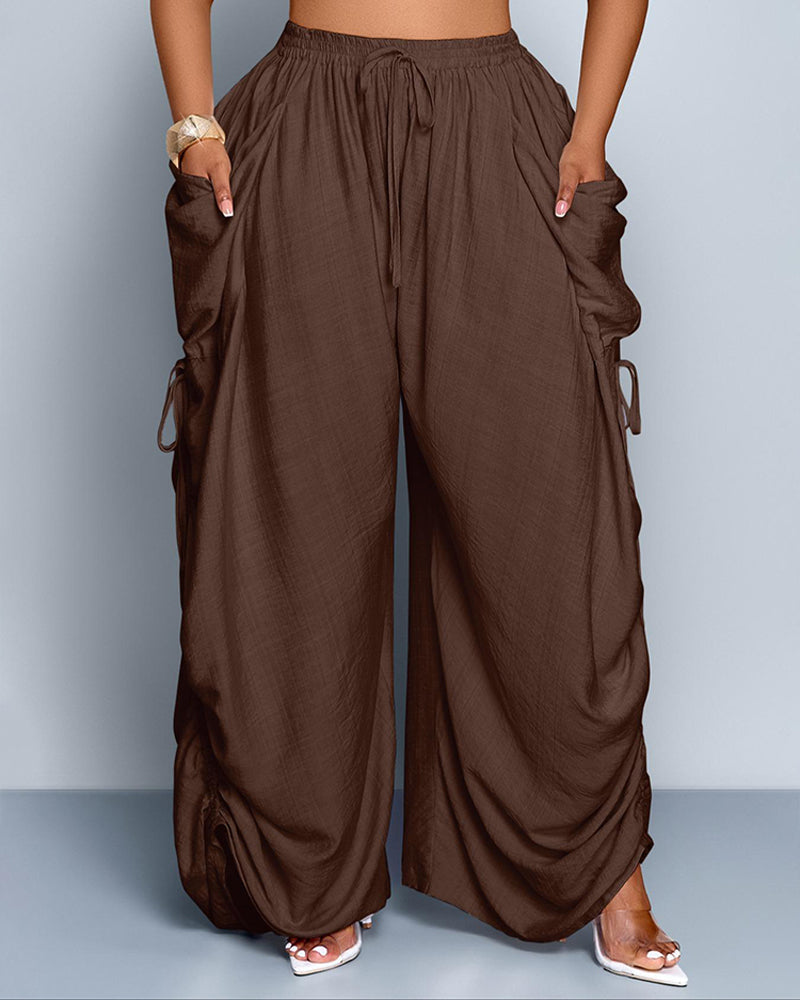 High Waist Wide Pleated Pants