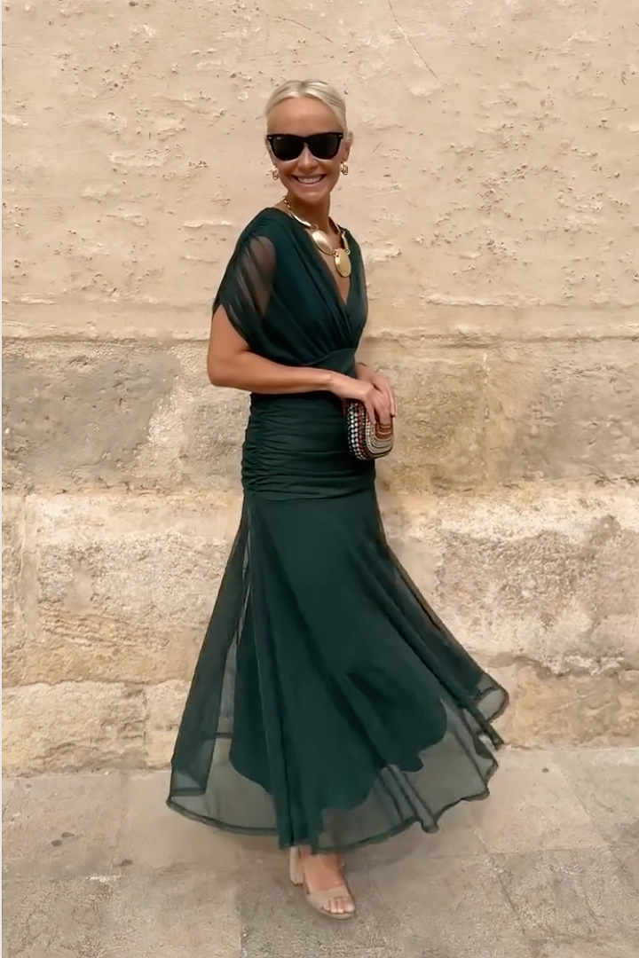 Elegant V-neck Fantasy Party Maxi Dress
