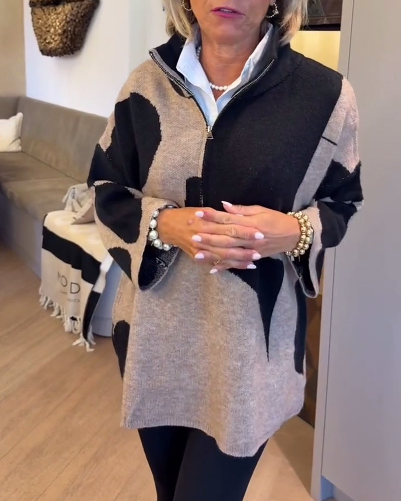 Half-Zip Sweater with High Collar Trendy