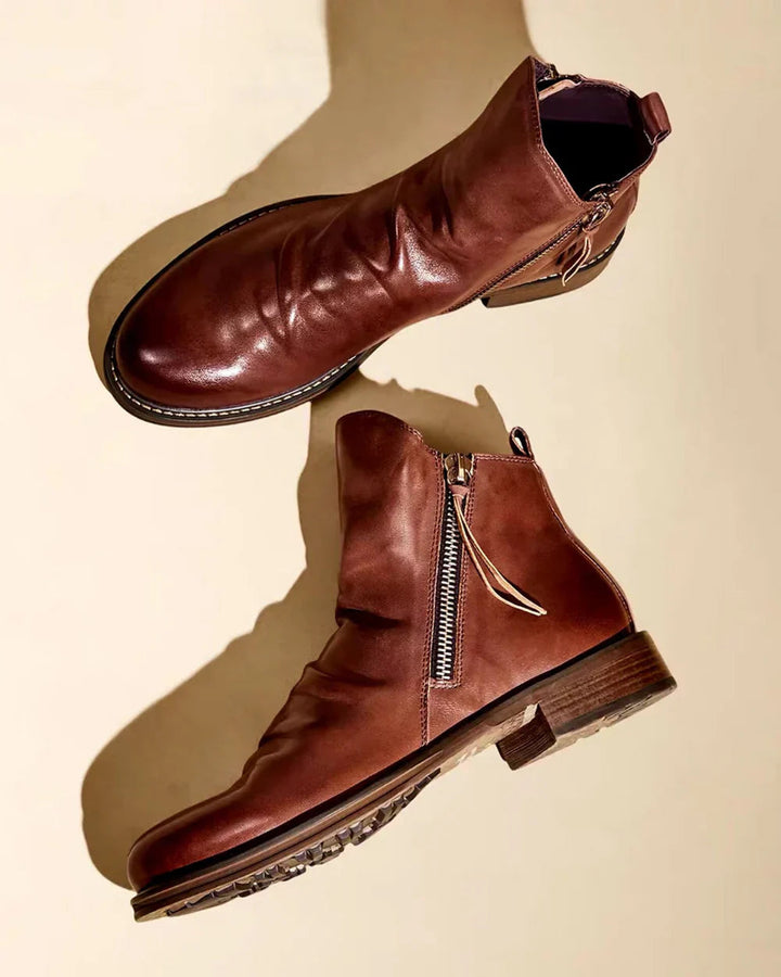 Effortless Elegance Leather Ankle Boots