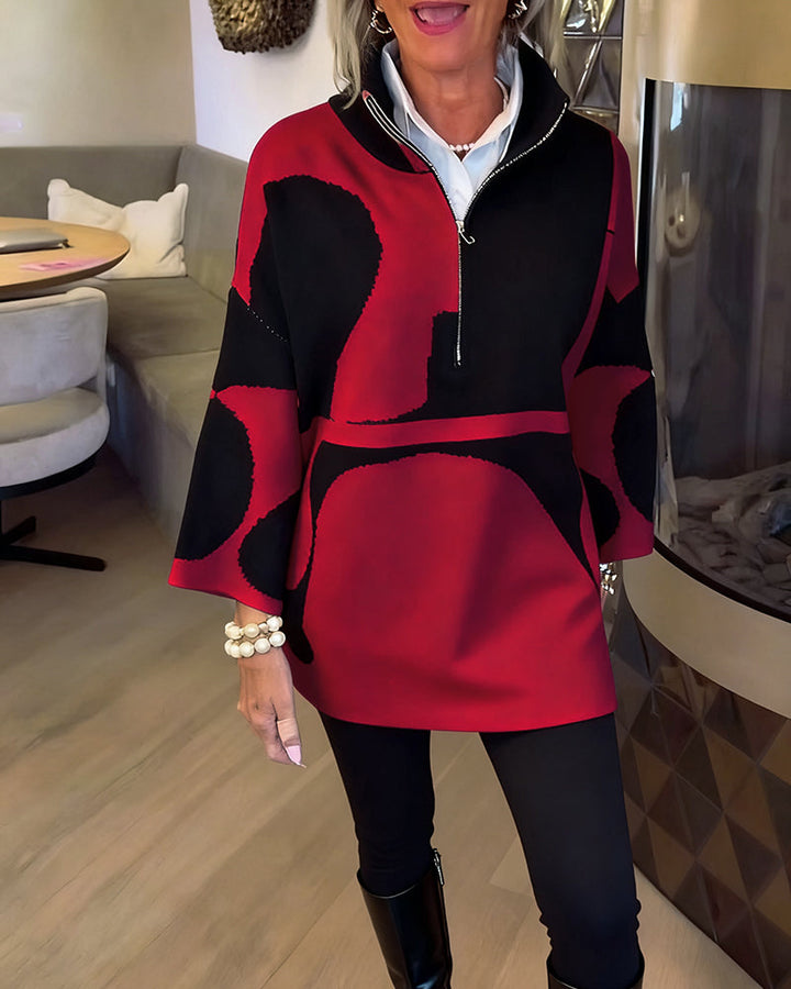 Half-Zip Sweater with High Collar Trendy