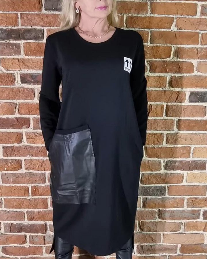 Plus Size Loose Dress PU Panels