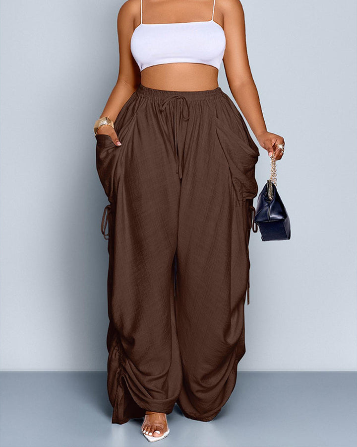 High Waist Wide Pleated Pants
