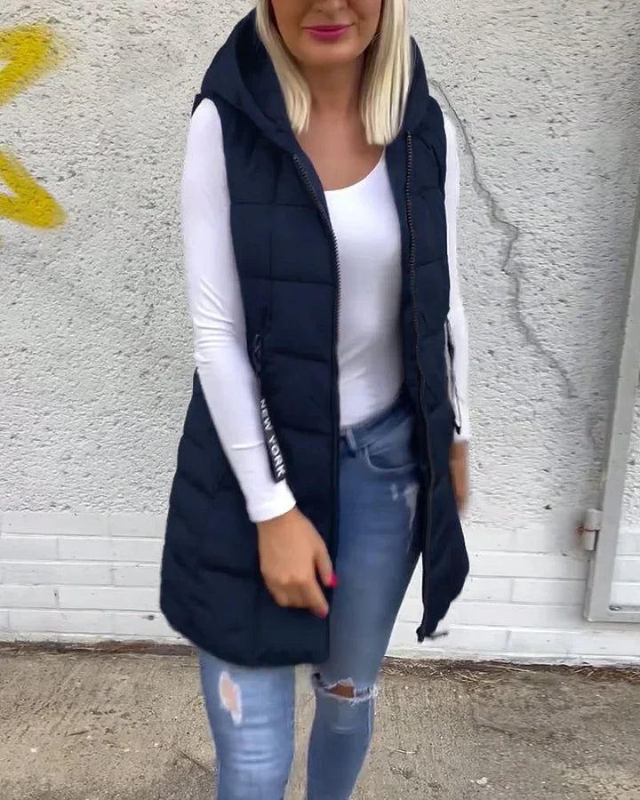 Laruna | Sleeveless Padded Coat with Zipper