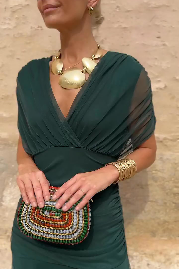 Elegant V-neck Fantasy Party Maxi Dress