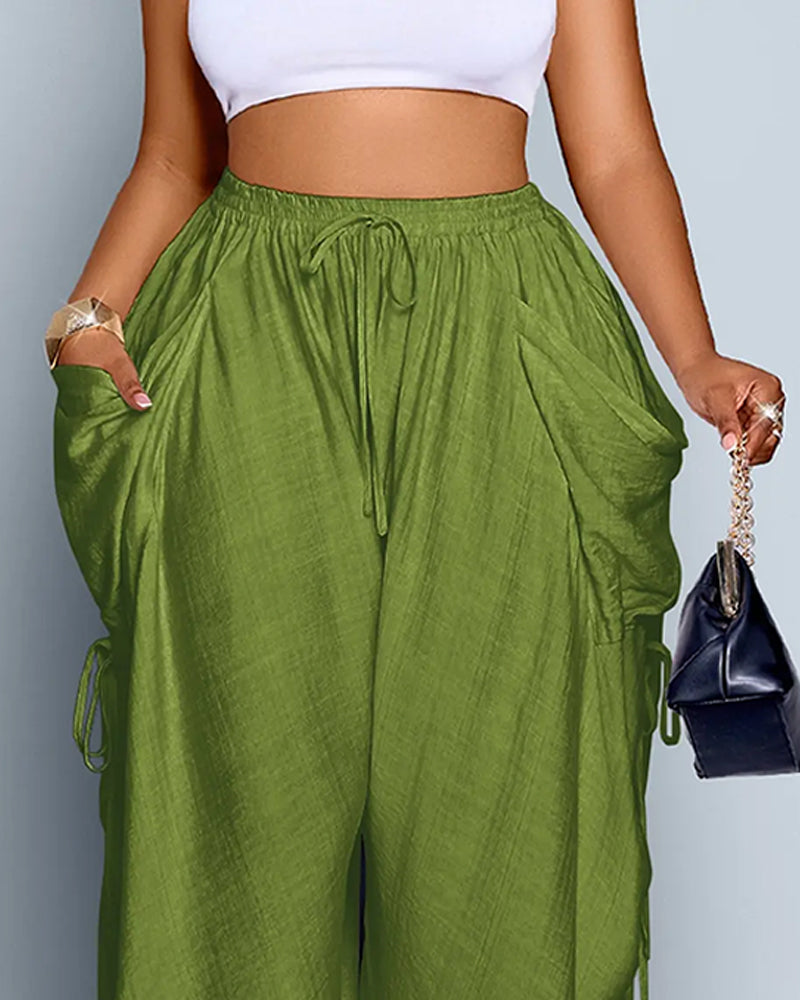 High Waist Wide Pleated Pants