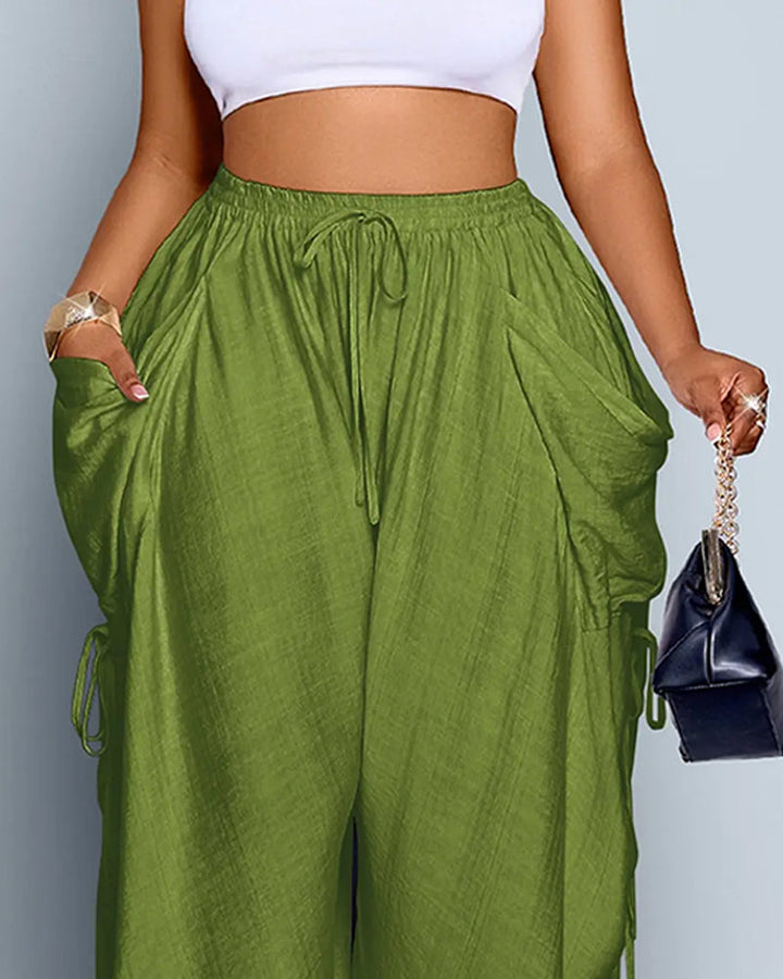 High Waist Wide Pleated Pants