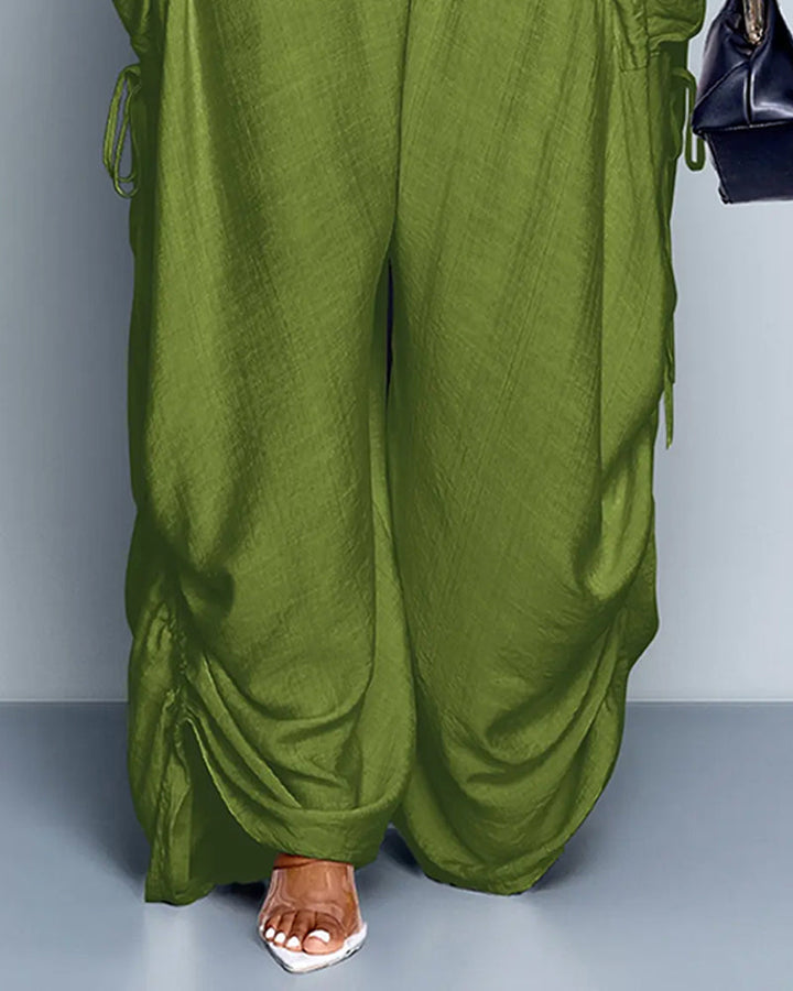 High Waist Wide Pleated Pants