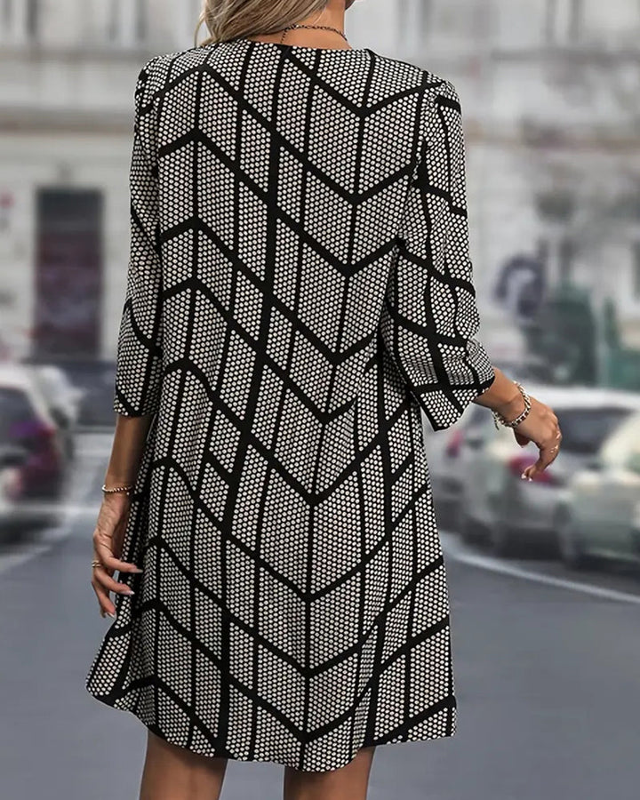 Trendy V-Neck Polka Dot Dress
