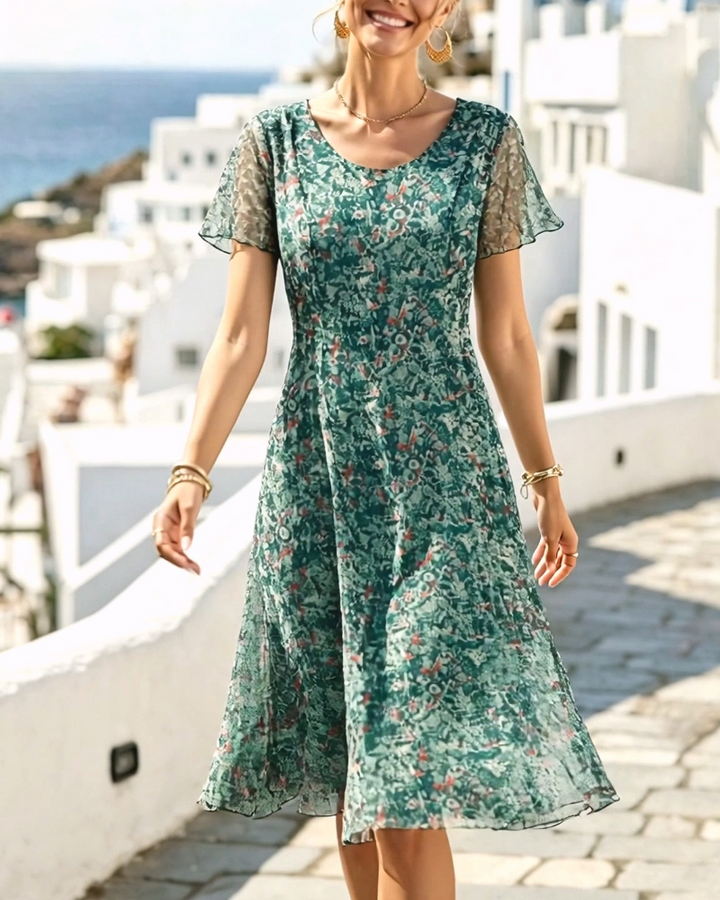 Dress Floral Short Sleeve A-Line