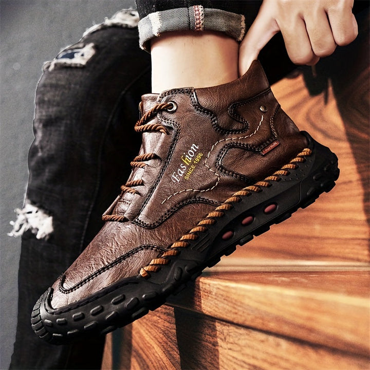 KOLMAN – CASUAL LEATHER LACE-UP ANKLE BOOTS