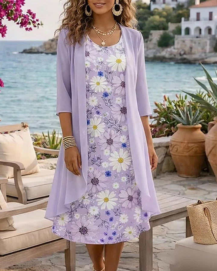 Set Floral Sleeveless Dress Cover-Up