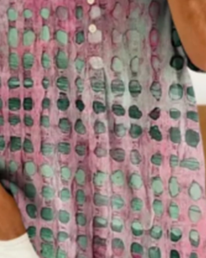 Polka Dot Blouse with Button Half Placket