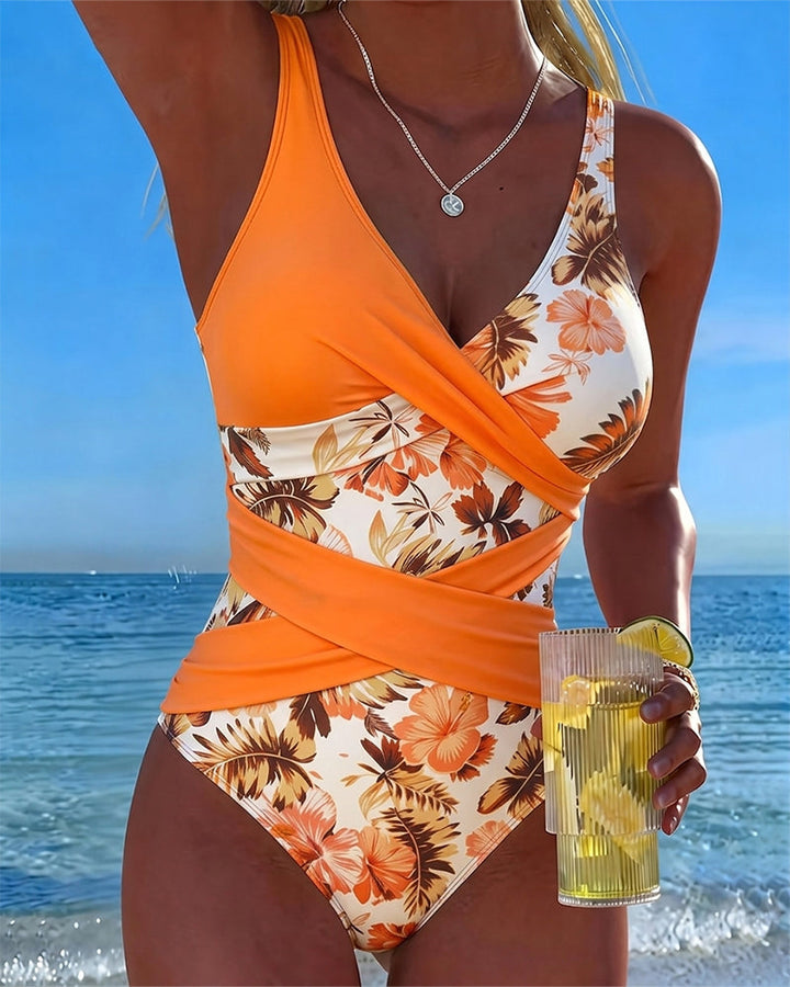 One-Piece Contrast Floral