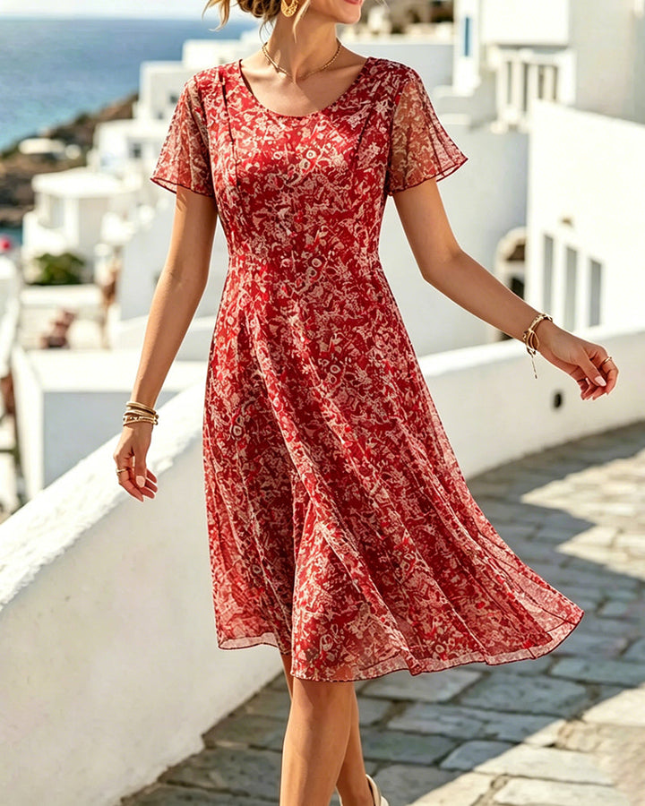 Dress Floral Short Sleeve A-Line