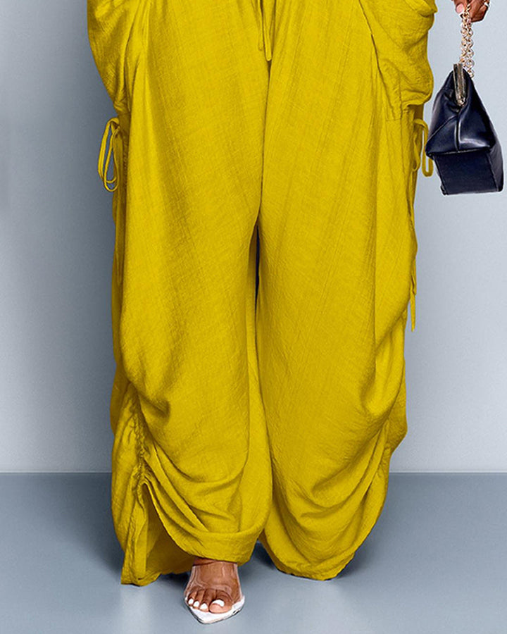 High Waist Wide Pleated Pants