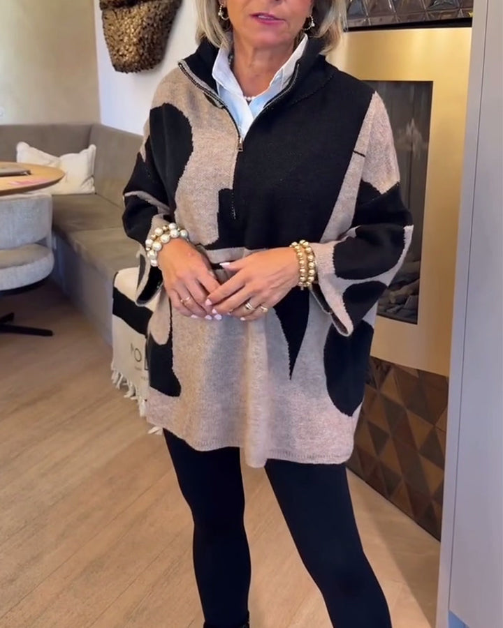 Half-Zip Sweater with High Collar Trendy