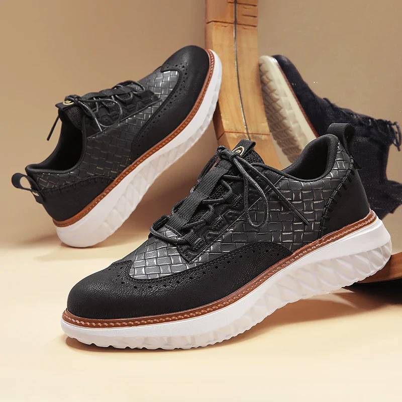 Men’s Casual Leather Oxford-Style Sneakers