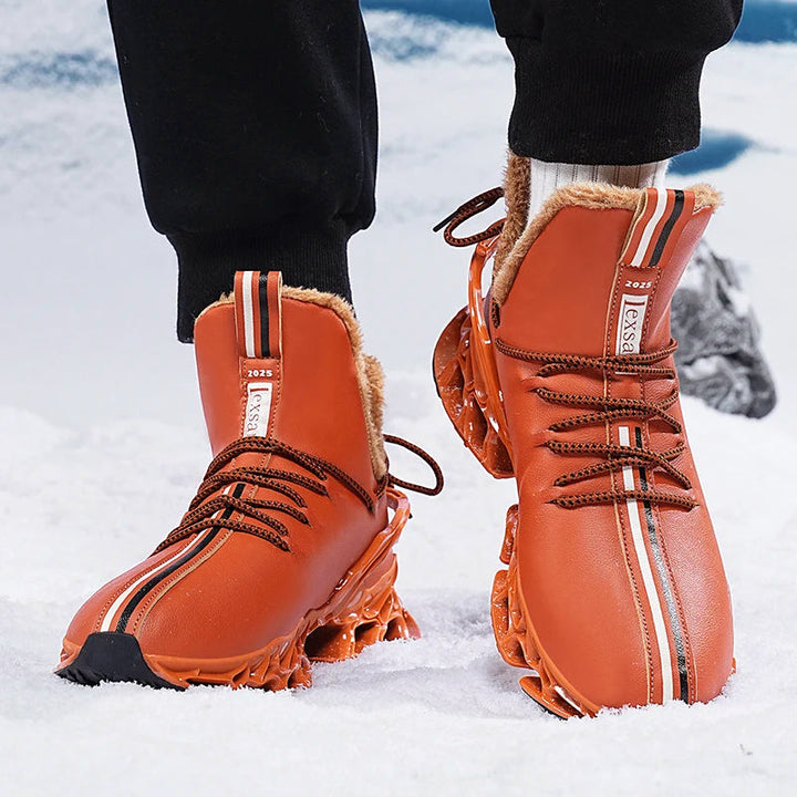 Men’s High-Top Winter Sneakers with Sculpted Sole and Plush Lining
