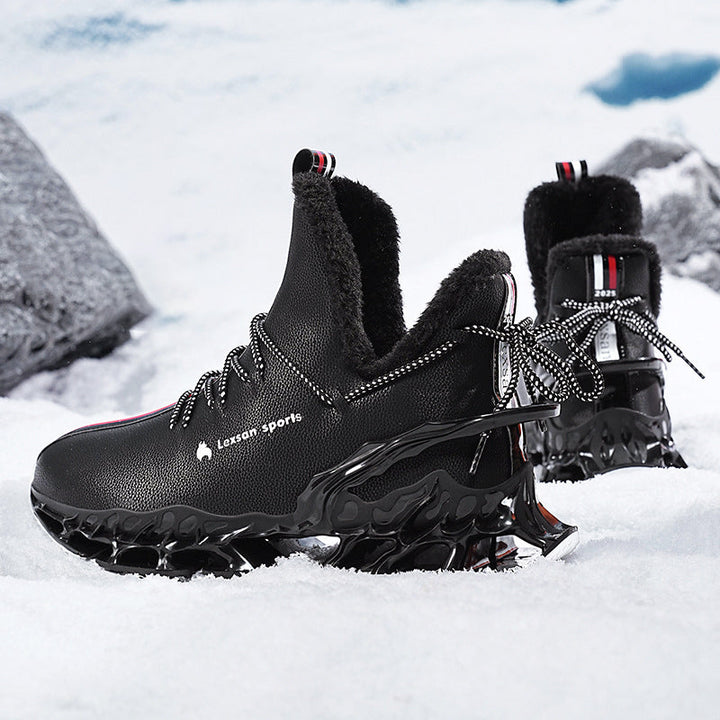 Men’s High-Top Winter Sneakers with Sculpted Sole and Plush Lining