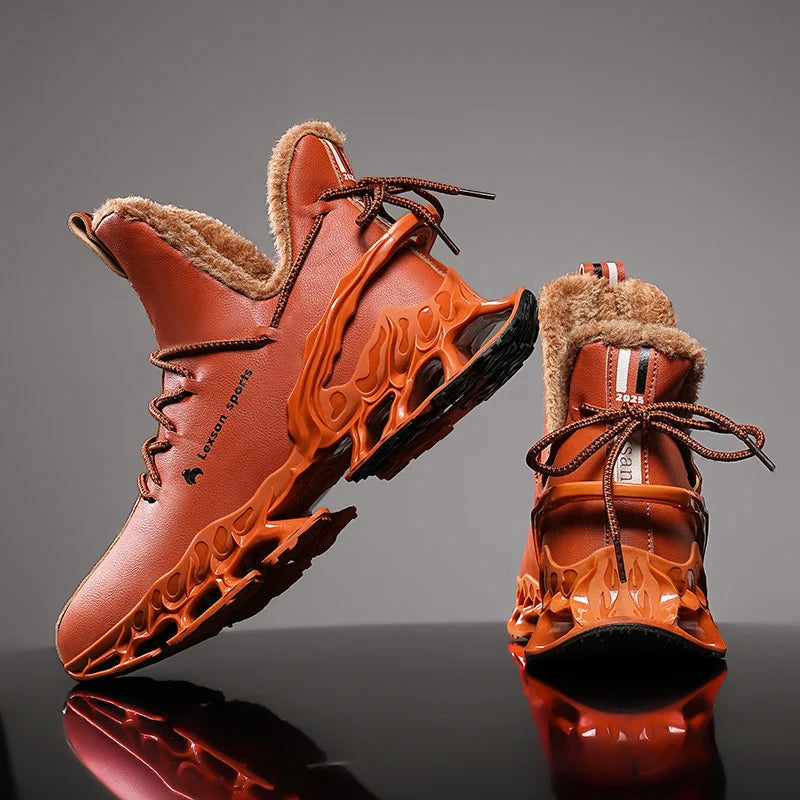 Men’s High-Top Winter Sneakers with Sculpted Sole and Plush Lining