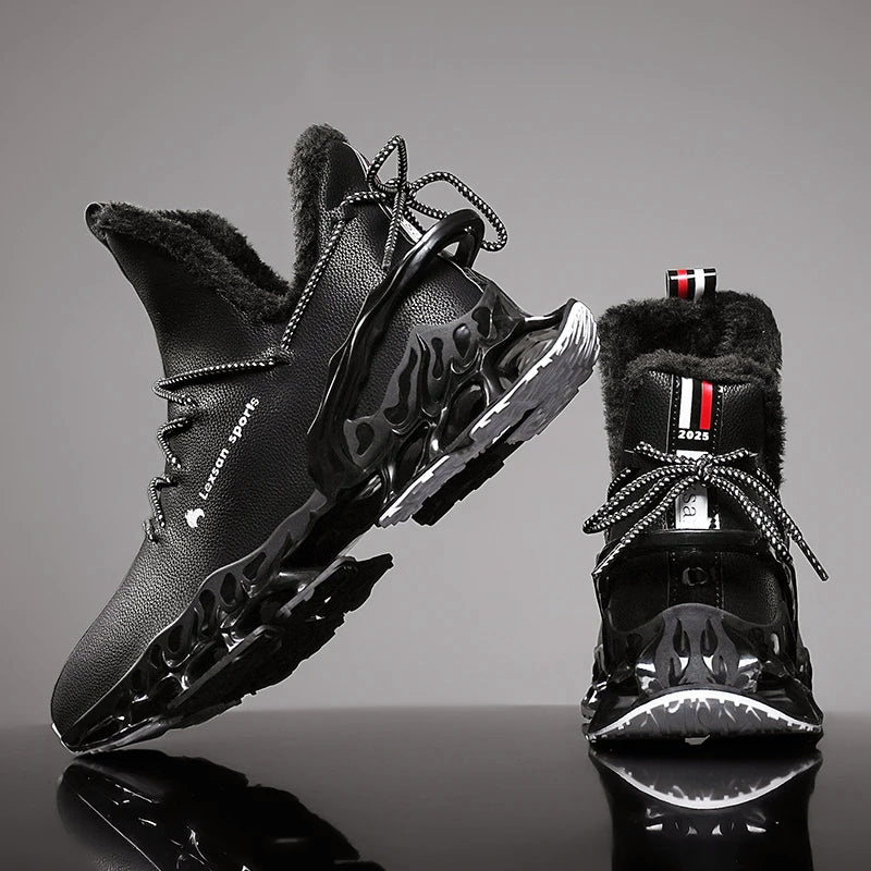 Men’s High-Top Winter Sneakers with Sculpted Sole and Plush Lining