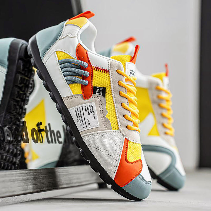 Men’s Multi-Tone Sneakers with Layered Stitch Design