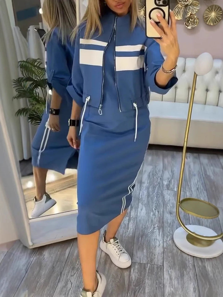 Women's Jacket and High Collar Dress Set