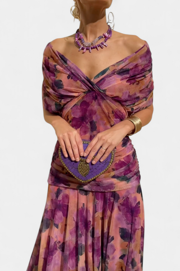Alondra™ Long Floral Dress with V-Neck