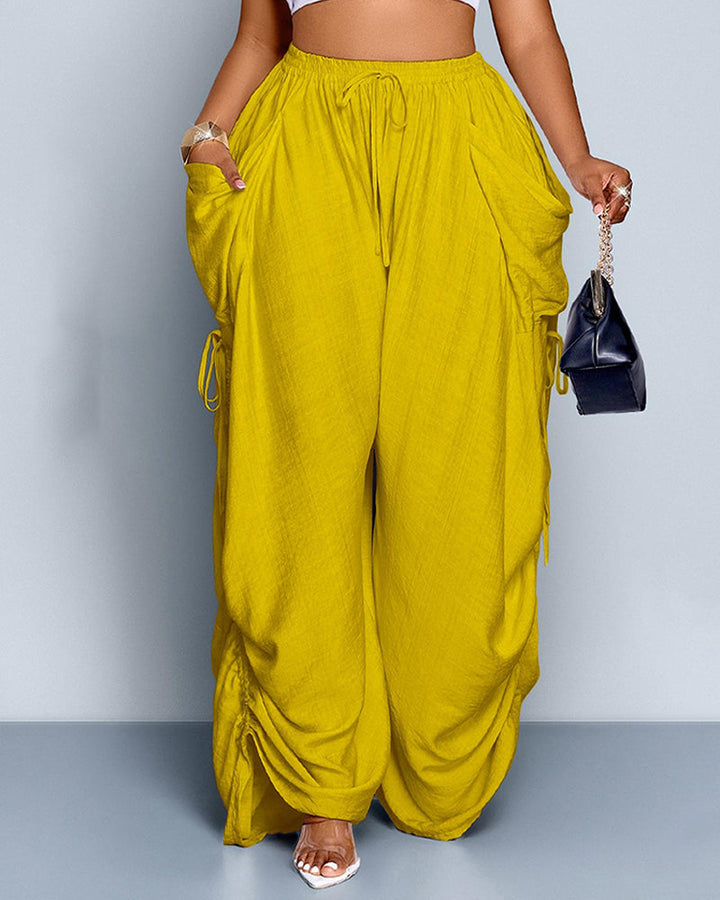 High Waist Wide Pleated Pants