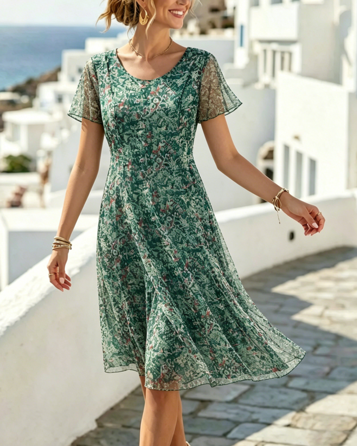 Dress Floral Short Sleeve A-Line