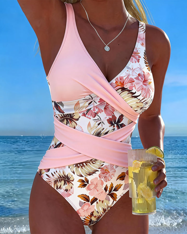 One-Piece Contrast Floral