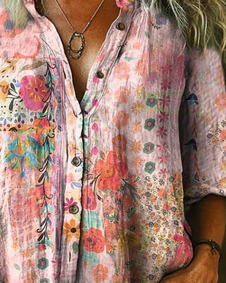 Artistic Floral Print Shirt