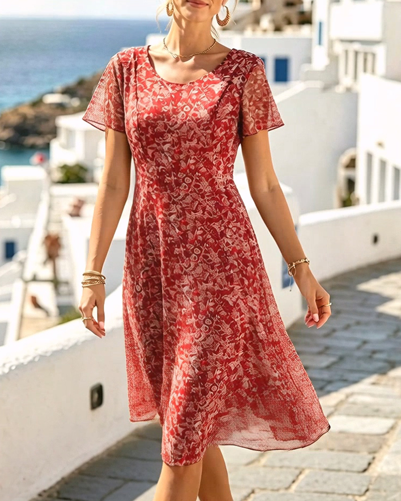 Dress Floral Short Sleeve A-Line