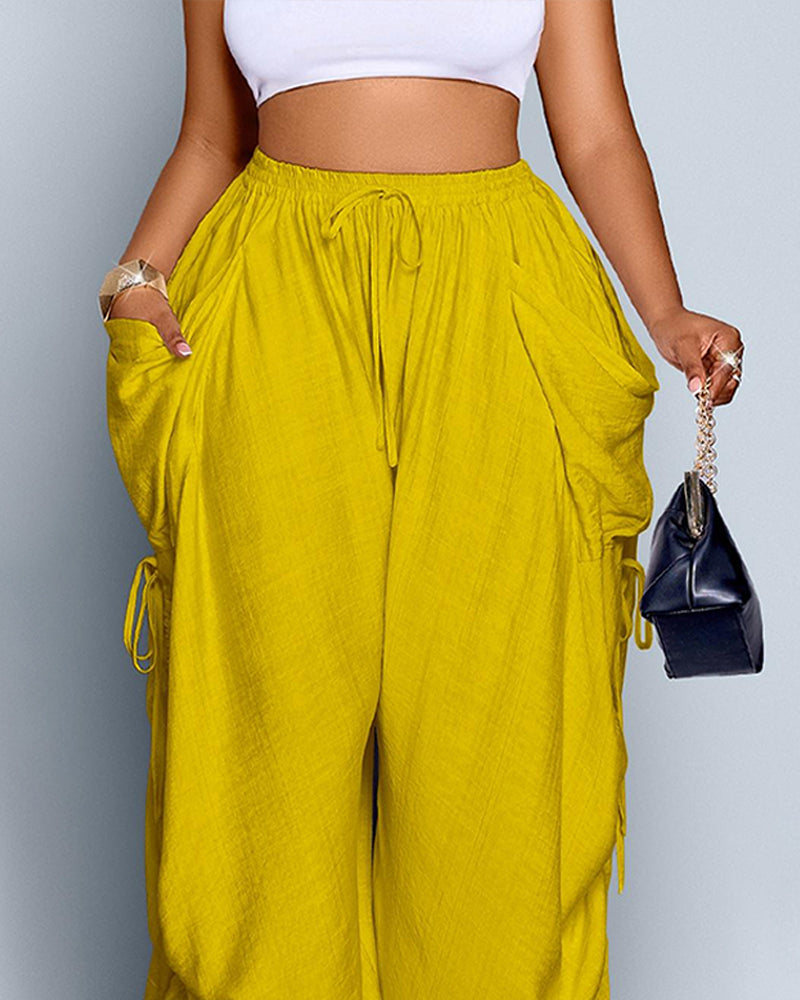 High Waist Wide Pleated Pants