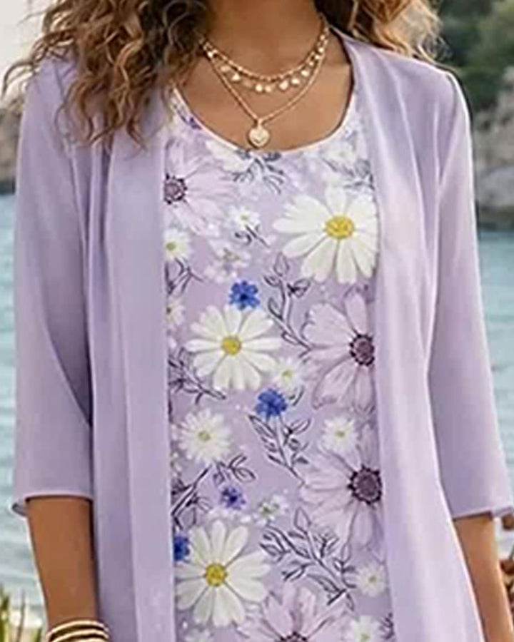 Set Floral Sleeveless Dress Cover-Up