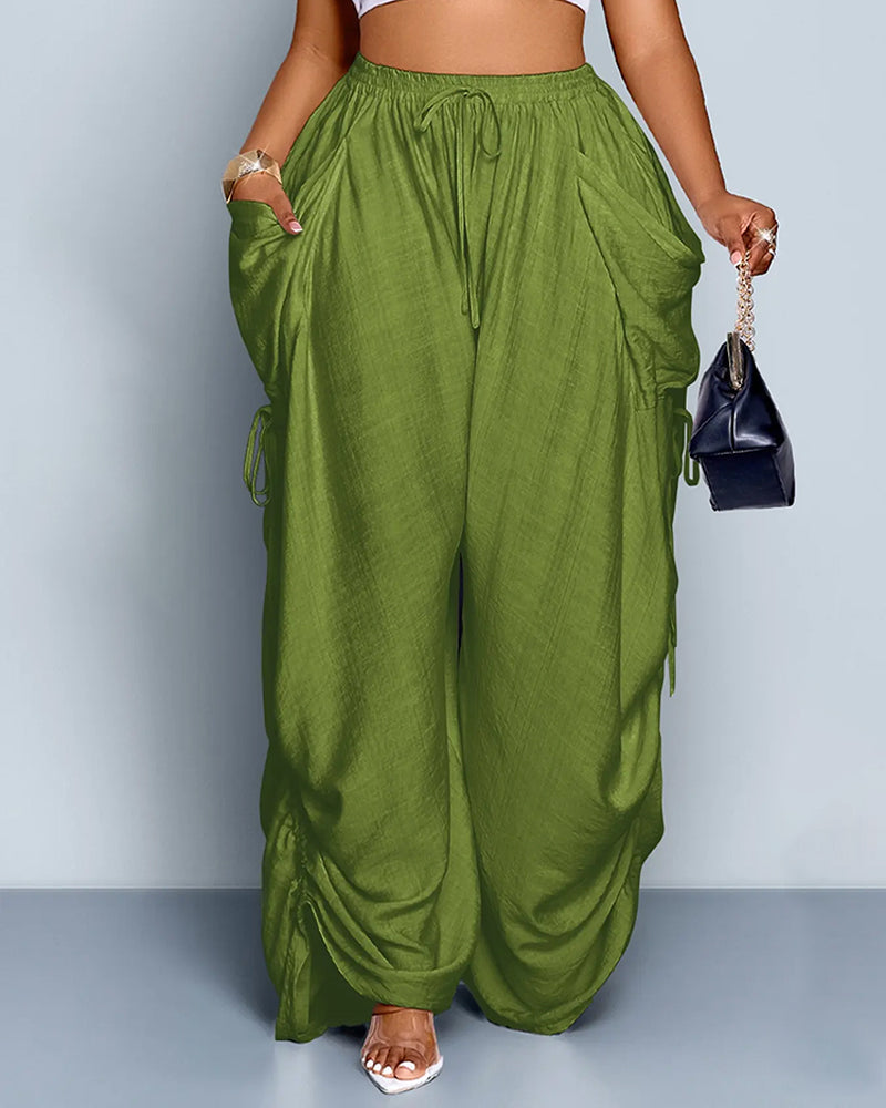 High Waist Wide Pleated Pants