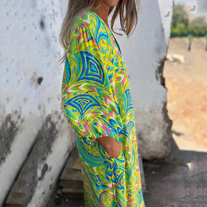 Lowri™ | Stylish Maxi Dress with V-Neck and Pockets