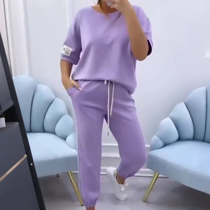 Women's Casual Solid Top & Pant Set