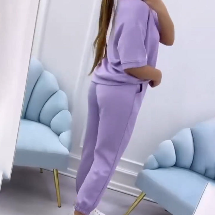 Women's Casual Solid Top & Pant Set
