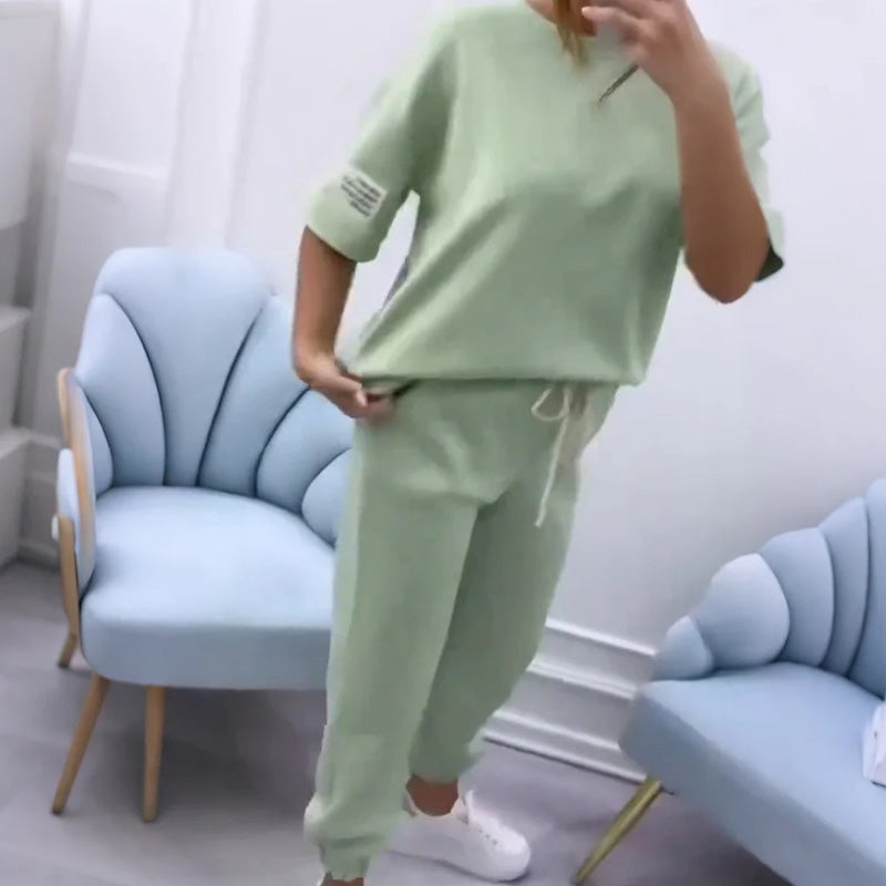 Women's Casual Solid Top & Pant Set