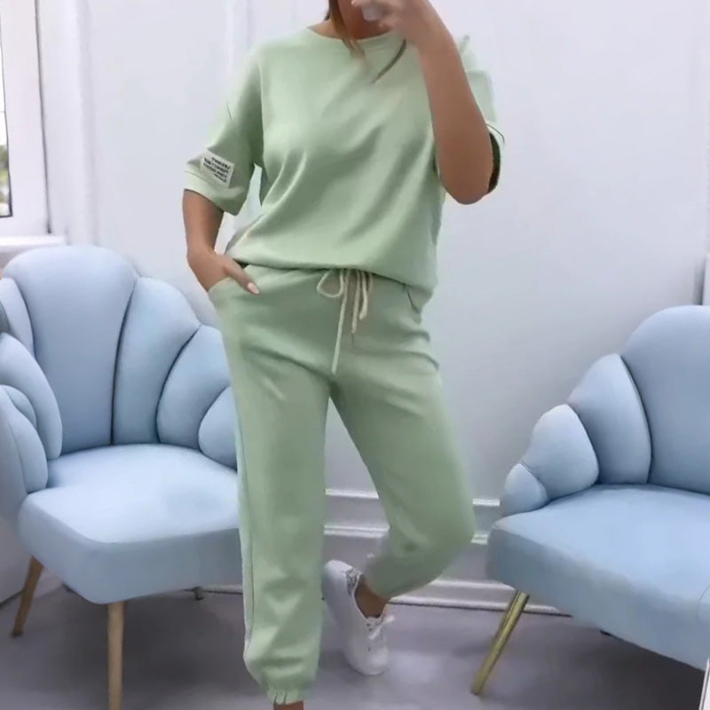 Women's Casual Solid Top & Pant Set