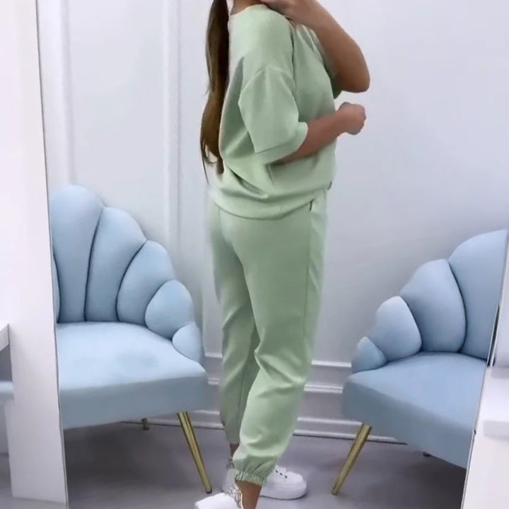 Women's Casual Solid Top & Pant Set