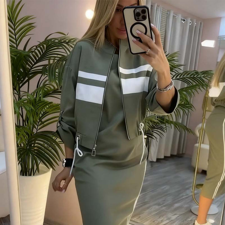 Women's Jacket and High Collar Dress Set