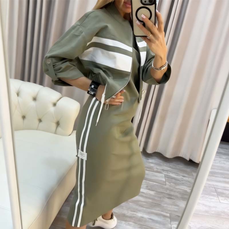 Women's Jacket and High Collar Dress Set