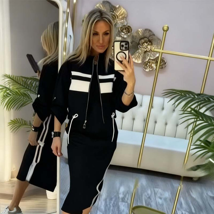 Women's Jacket and High Collar Dress Set