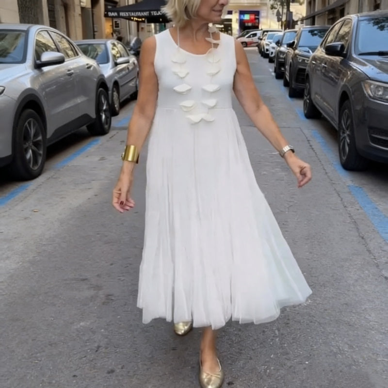 Two-Piece Set Comprising a Long Sleeve Knit Top for Women and a Sleeveless Dress